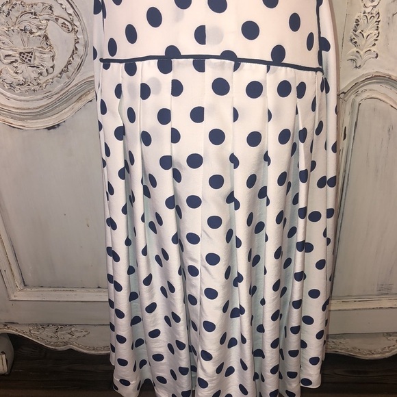 TRUE VINTAGE Hand Made Cream with Navy Dots Short Sleeve Sheath Dress - Picture 12 of 16